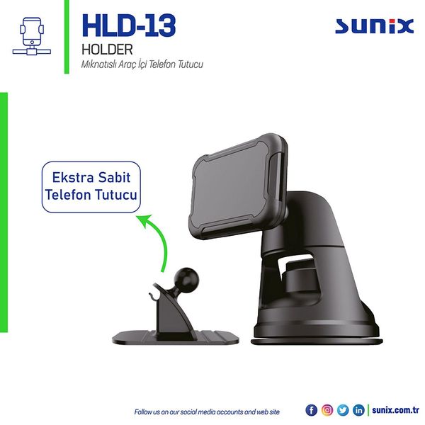 Sunix Supporto Auto Porta Cellulare Magnetico Per Cruscotto Parabrezza Nero-image