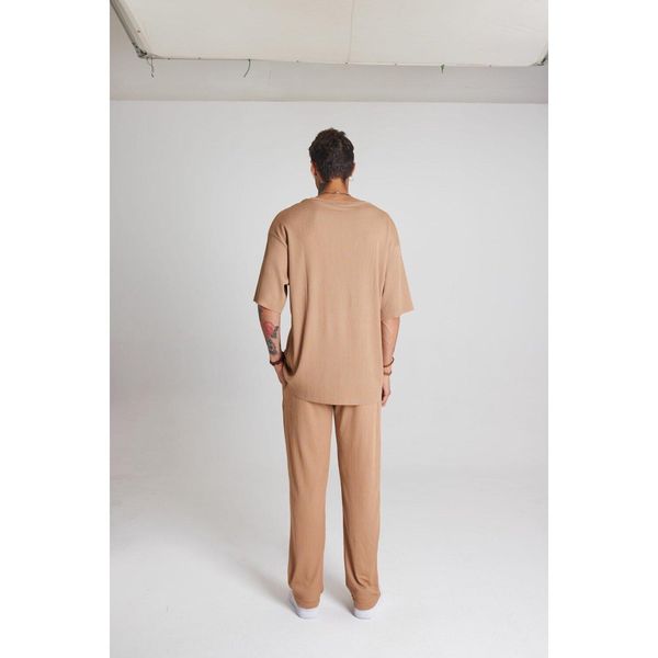 Tuta Sportiva Da Uomo, Pantaloni Per Il Tempo Libero, Maglietta Per Il Tempo Libero Oversize L Marrone-image