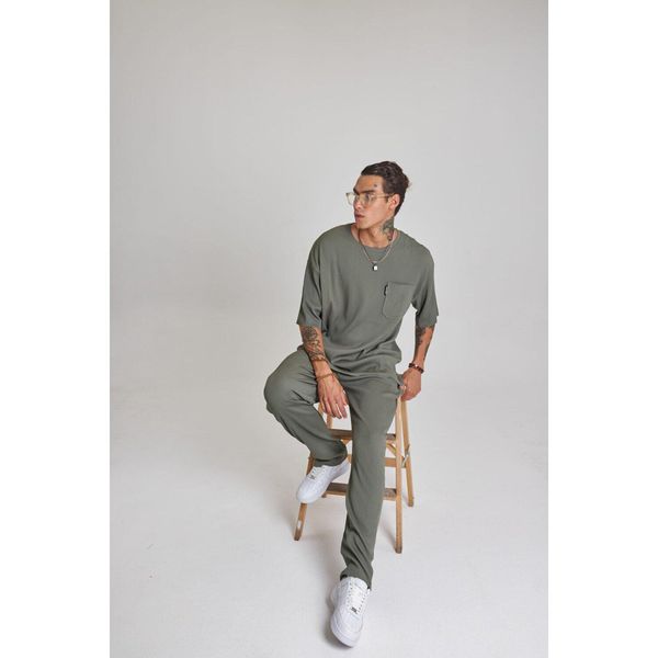 Tuta Sportiva Da Uomo Per Il Tempo Libero T-Shirt Tuta Per Il Tempo Libero Oversize L Kaki-image
