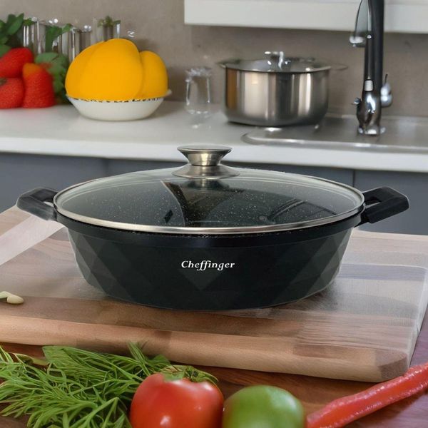 Padella Per Servire Padella Per Stufare Pentola Per Cucinare Induzione Ø28Cm Pentola In Alluminio Fuso Padella-image