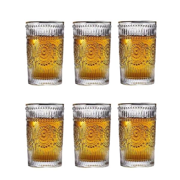 6 Pezzi. Set Di Bicchieri Retro Vintage Da Cocktail Cognac Whisky 400 Ml-image