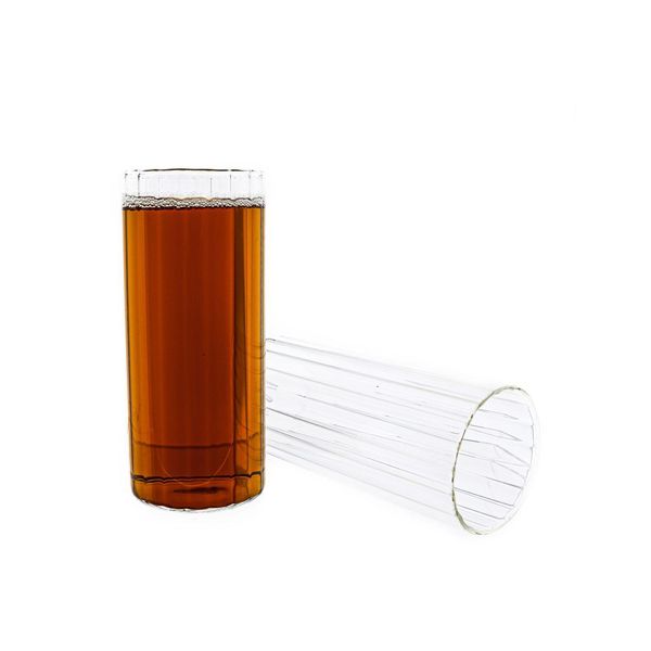Mulex Glass Stripe Fluted Glass, Vetro, Resistente Al Calore 400Ml 8 Pezzi-image