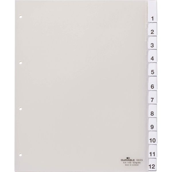 Durable Divisorio A4+ 12 Tasti 1-12 Termosaldati, Trasparente, 683519-image