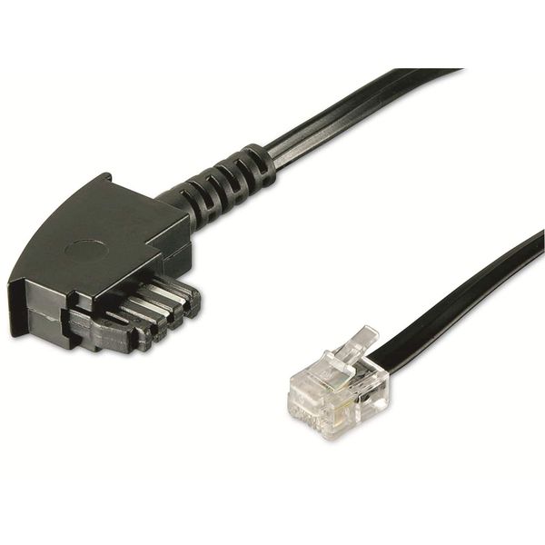 Goobay 68535 Cavo Di Collegamento TAE-F (Pin Out Universale), 3 M, Nero - Spina TAE-F > Spina RJ11/RJ14 (6P4C)-image