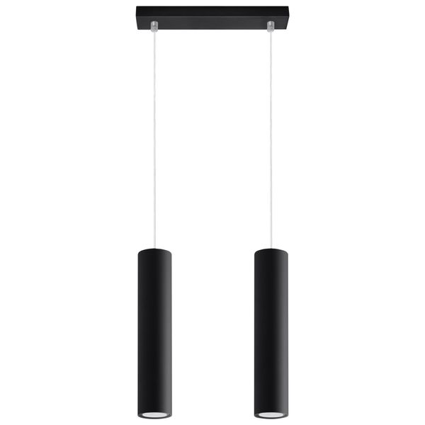 Lampada A Sospensione Lagos 2 Nero 2Xgu10 10W Acciaio 90X6X30Cm Sollux Lighting-image