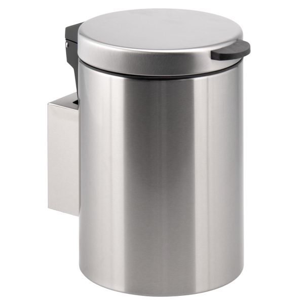 Bremermann Contenitore Per Cosmetici Rotondo A Parete Da 3 Litri Con Supporto A Parete Da Incollare O Forare, Acciaio Inox-image