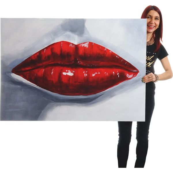 Pittura Ad Olio Labbra, 100% Pittura Murale Dipinta A Mano Xl, 120X85Cm-image