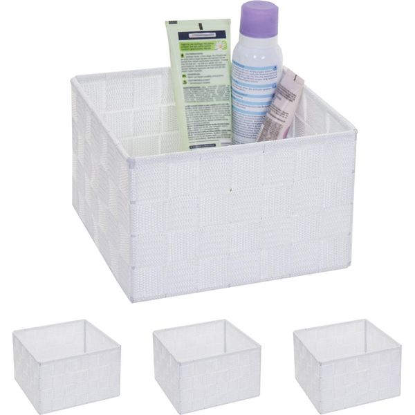 Set Di 4 Cesti Portaoggetti HWC-C37, Cesto Decorativo Cesto Portaoggetti Cesto Decorazione 12X19X19Cm ~ Bianco-image