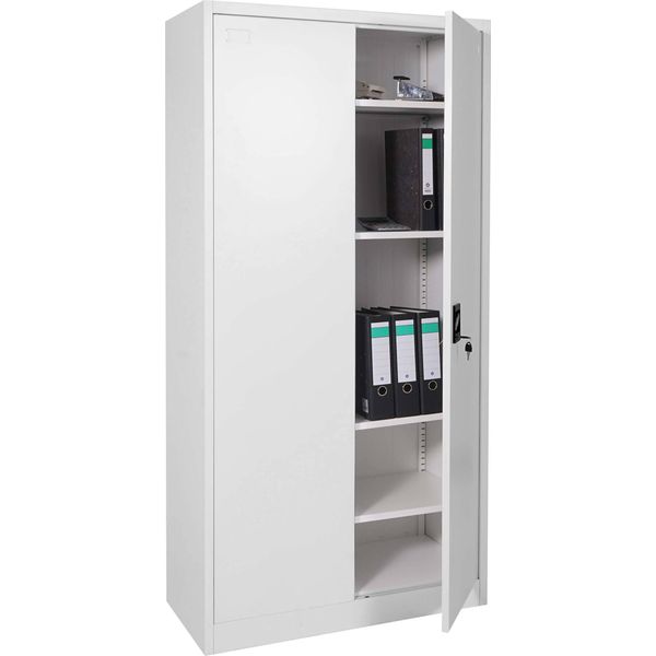 Armadio HWC-H17, Armadio In Acciaio Armadio Per Ufficio Armadio, 2 Porte Con Serratura In Metallo ~ 185X90X40Cm Grigio-image