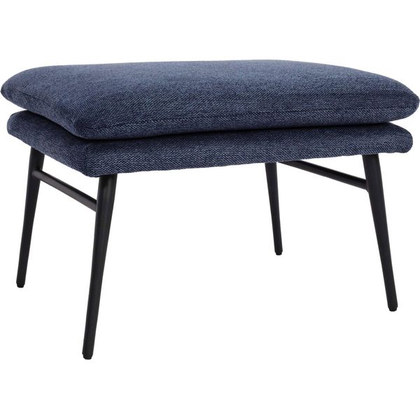 Sgabello HWC-L62, Sgabello Poggiapiedi Pouf Imbottito, 38X56X40Cm Tessuto/Tessuto ~ Blu-image