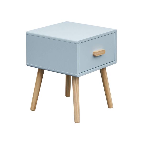 Rebecca Mobili Comodino Tazart 44X35X35 Legno Mdf Azzurro Marrone Scandinavo-image