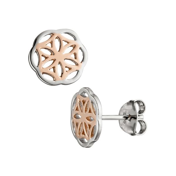 Paar Ohrstecker Jobo, Silber (Silber 925), Ohrringe, Damen, 10,6Mm, Silber 925 (Sterlingsilber), 925 Silber Bicolor Vergoldet-image