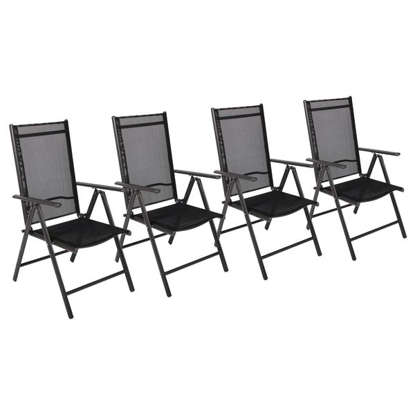 Vcm 4Er Set Gartenstuhl Stuhl-MaßE Ca. H. 105 X B. 56 X T. 65 Cm 3-Fach Verstellbare Lehne Gespanntes Netzgewebe Garantiert Bequemes Sitzen Alu Hochlehner Balkonstuhl-image