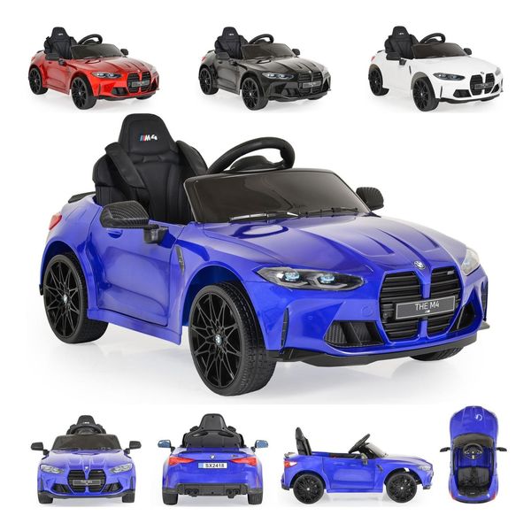 Moni Kinder Elektroauto BMW M4 Fernbedienung Eva-Reifen 2 Motoren Musikfunktion Blau-image