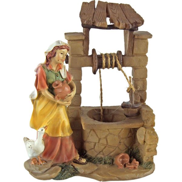 Statuetta Da Culla Dipinta A Mano Di Una Cameriera Con Brocca Al Pozzo, Ca. 10 Cm, K 902-image