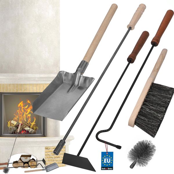 Kotarbau® Set Per Caminetto 5 Pezzi Con Attizzatoio Scopa Pala Bastone Scopa-image