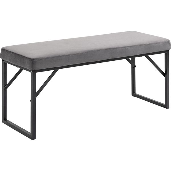 Homcom Panca, Panca Imbottita, Panca Da Letto In Look Velluto, Panca Da Trucco, Panca Da Corridoio Per Soggiorno, Camera Da Letto, Portata Fino A 200 Kg, Acciaio, Grigio Scuro, 100 X 35 X 47 Cm-image