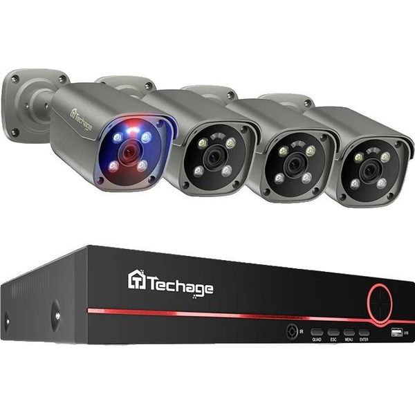 Sistema Di Telecamere Di Sicurezza 4K, Audio Bidirezionale, Visione Notturna A Colori, 8CH Nvr 4PCS Camera, 1T-image