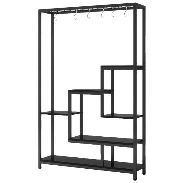 Supporto Per Piante, 5 Livelli, Grande Ripiano In Metallo, Nero, L-image
