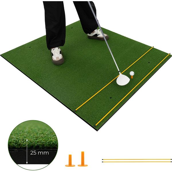 Tappetino Da Golf Costway Con 2 Tee In Gomma E 2 Aste Di Allineamento, Tappetino Da Golf Con 6 Posizioni Di Tee, Per Uso Interno Ed Esterno 152 X 117 Cm, 25 Mm-image