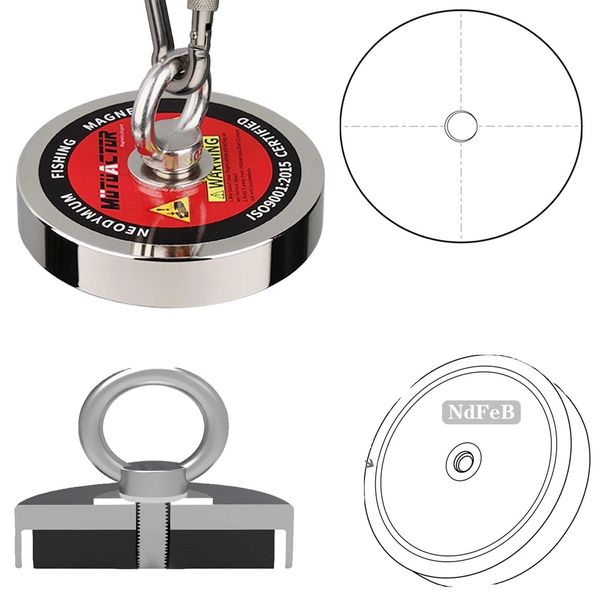 Magnete Da Pesca Al Neodimio Pesante, Forza Di Trazione Di 1300Lb, Resistente Alla Corrosione, Magnete Solodiametro Di 107Mm-image