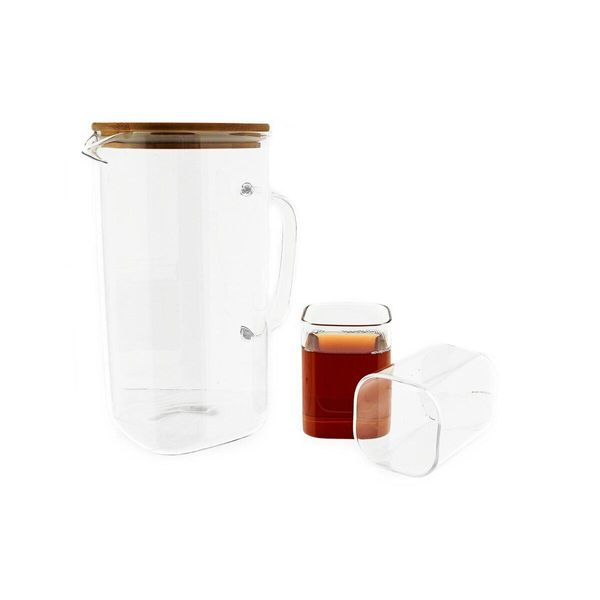 Set Di Caraffe Con Coperchio In Vetro 1,95L Con 6 Bicchieri 330 Ml Trasparenti-image