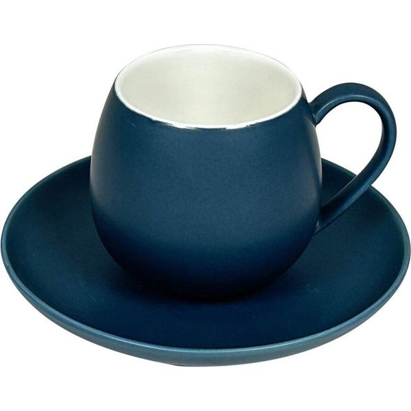 12 Pezzi. Set Di Tazze Da Caffè Con Piattino In Porcellana 220 Ml - Blu-image