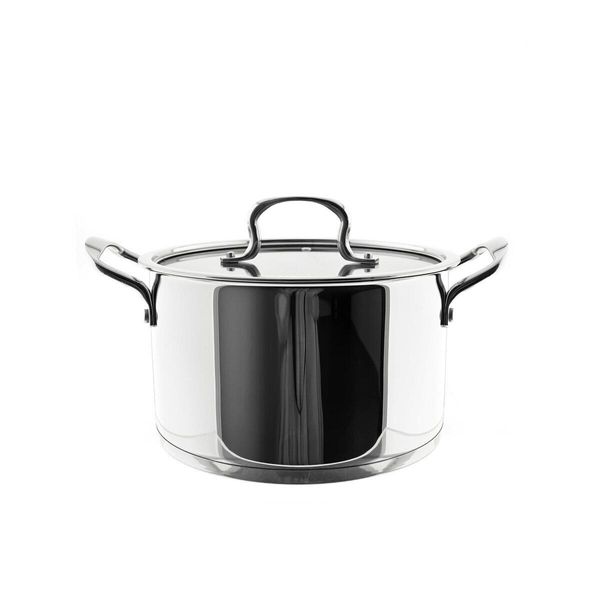 Casseruola Di Alta Qualità In Acciaio Inox Con Manico In Metallo E Coperchio In Vetro, Argento 20 Cm-image