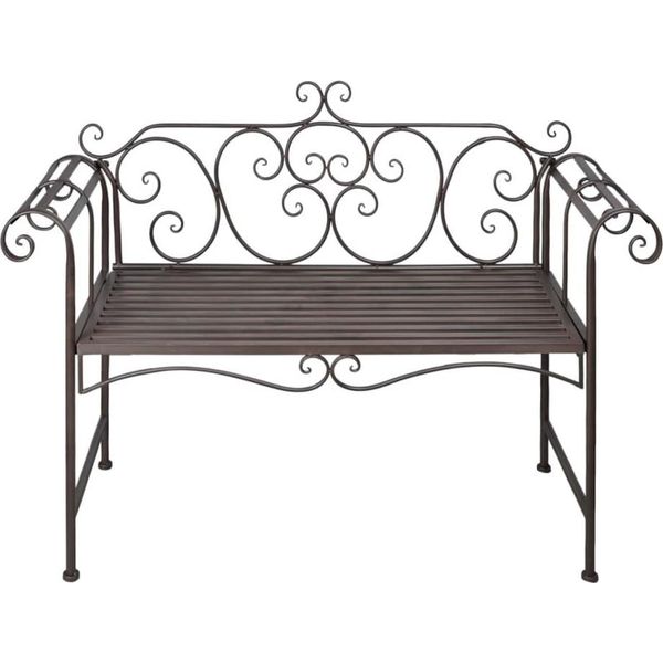 Syfax™ Panchina Da Giardino 132 Cm In Acciaio Stile Anticato Marrone-image