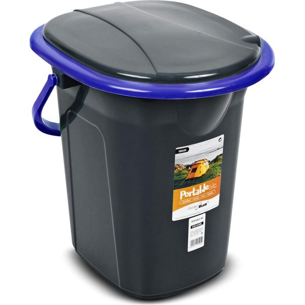 Wc Da Viaggio Wc Da Campeggio Secchio Da Toilette Mobile Da Campeggio All'aperto Secchio 19L Nero/Blu Scuro-image