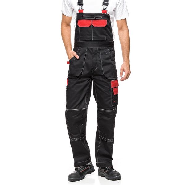 Pantaloni Da Lavoro Uomo Salopette Taglia 52 Helios Salopette Uomo Nero Rosso Taglia 52 (94-98)-image