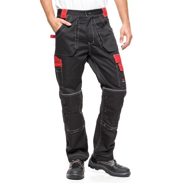 Pantaloni Da Lavoro Con Vita Taglia 56 Pantaloni Da Uomo Helios Pantaloni Nero-Rosso Taglia 56 (103-108)-image