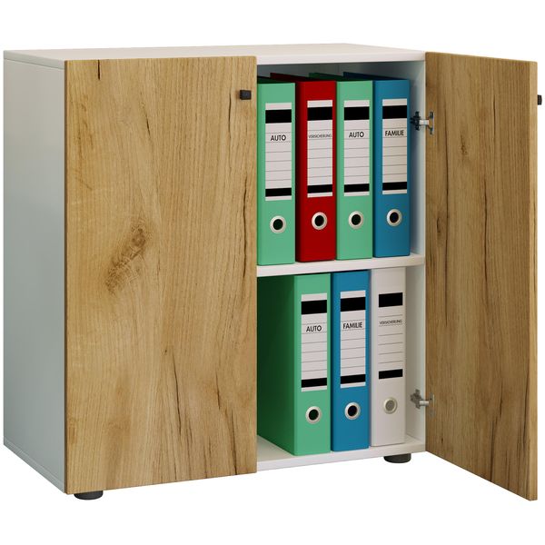 Armadio Ufficio Lona Rovere Bianco / Miele L. 70 X A. 74 X P. 40 Cm-image