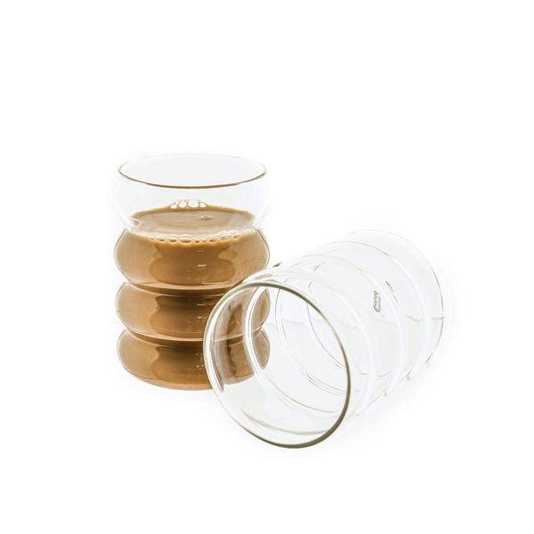 Mulex 8 Pezzi In Vetro Wave Beverage Tumbler Cocktail Coffee Glasses - 300 Ml-image