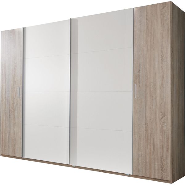 SchwebetüRenschrank Wimex "Lotto", Weiß (Struktureichefarben Hell, Weiß), B:225Cm H:210Cm T:65Cm, SchräNke, SchwebetüRenschrank-image
