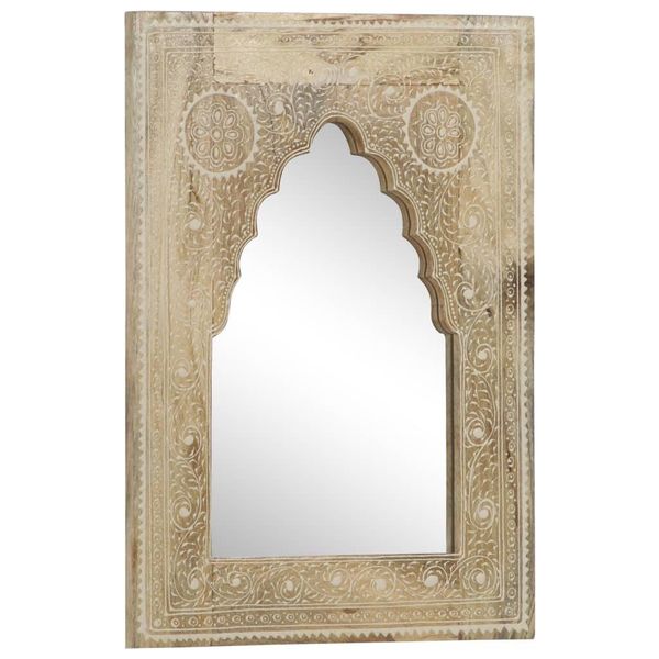 Vidaxl Specchio Dipinto A Mano 40 X 55 Cm In Legno Massiccio Di Mango-image