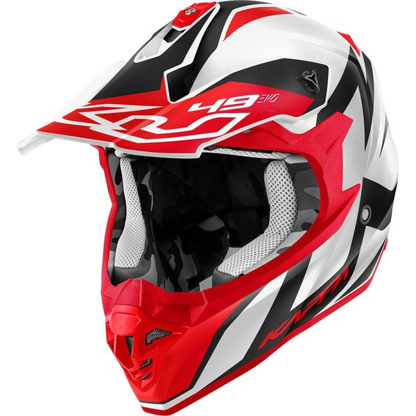 Kappa KV49 Evo Grande Casco Da Motocross Bianco Lucido Rosso Nero Taglia S-image
