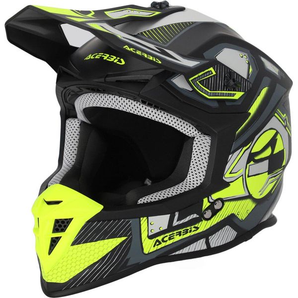 Casco Da Motocross Acerbis Linear Graphic 2024, Nero Opaco/Giallo, M (57/58)-image