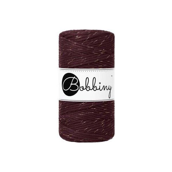 Bobine Cordone Macrame 3 Mm 100 M Cordone Bordeaux Dorato-image