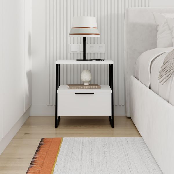 Decortie Pal Comodino Moderno Bianco Multiuso , 45 X 40 X 50 Cm-image