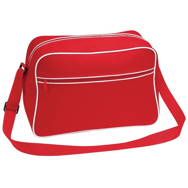 Bagbase BG14 | Borsa A Tracolla Retrò | 40 X 28 X 18 Cm - Colore: Rosso Classico/Bianco - Dimensioni: 40 X 28 X 18 Cm-image