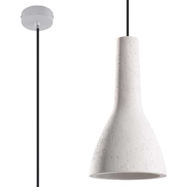 Lampada A Sospensione Empoli 1Xe27 15W Calcestruzzo 132X17X17Cm Sollux Lighting-image
