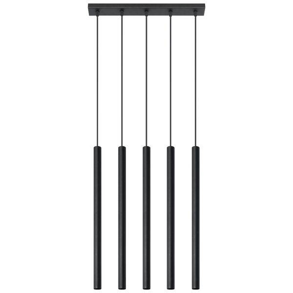 Lampada A Sospensione Pastelo 5 Nero 5Xg9 8W Acciaio 90X5X45Cm Sollux Lighting-image