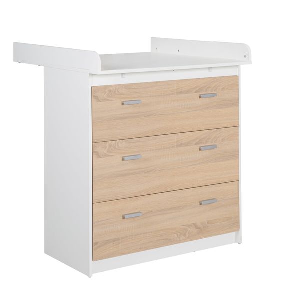 Fasciatoio Roba Con Piano Fasciatoio Rimovibile "Gabriella"", Bicolore, 3 Cassetti, Altezza Fasciatoio 90 Cm"-image