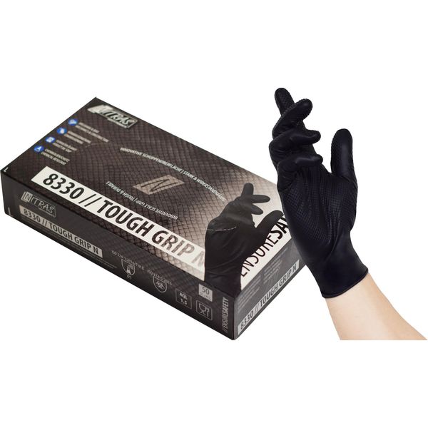 Nitras® 8330 Nitras® Unisex Einmalhandschuhe Tough Grip N Schwarz GrößE M 50 St.-image