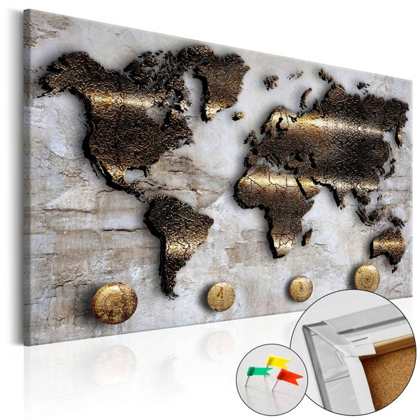 Quadro In Sughero Non Tessuto - Golden Journey 90X60 Cm Carte K-A-0047-P-A-image