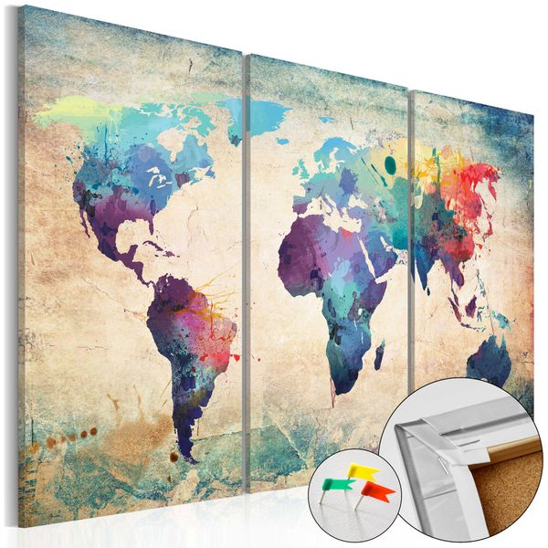 Quadro In Sughero Non Tessuto - Mappa Arcobaleno 90X60 Cm Mappe K-A-0049-P-A-image