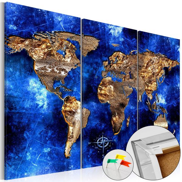 Quadro In Sughero Non Tessuto - Continenti D'oro 90X60 Cm Carte K-A-0050-P-H-image