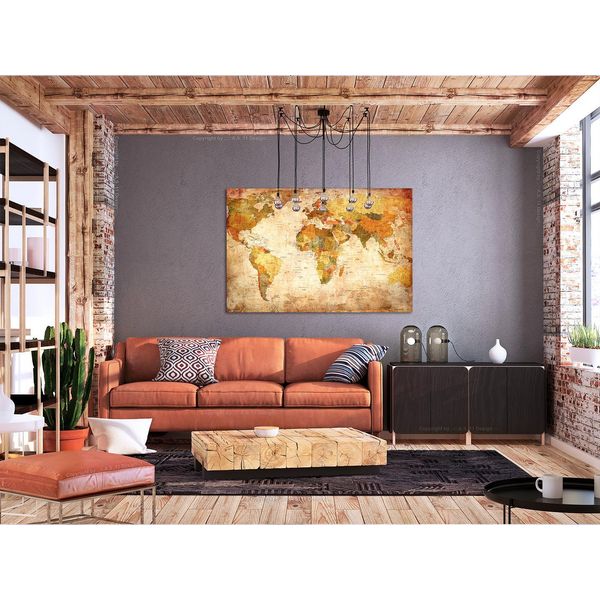Quadro In Sughero Non Tessuto - Mappa Del Mondo: Viaggio Nel Tempo 120X80 Cm Mappe K-B-0051-P-A-image