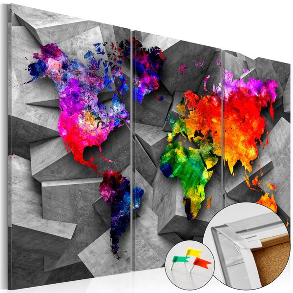 Quadro In Sughero Non Tessuto - Simmetria Del Mondo 60X40 Cm Carte K-C-0071-P-A-image